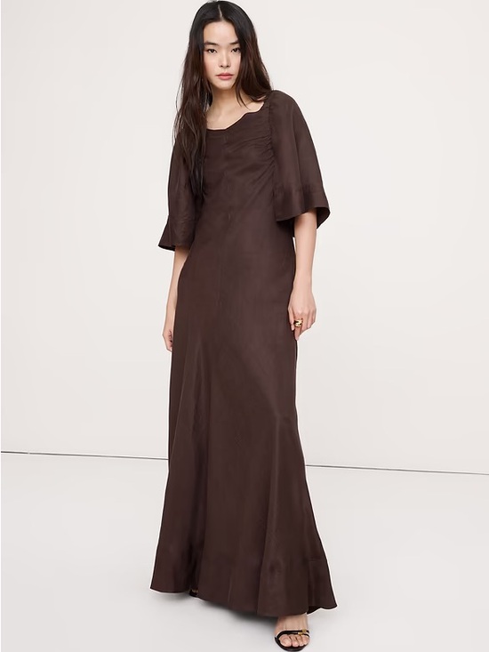 Banana Republic Dresses & Skirts - Banana Republic Viscose-Linen Flutter-Sleeve Maxi Dress 873148